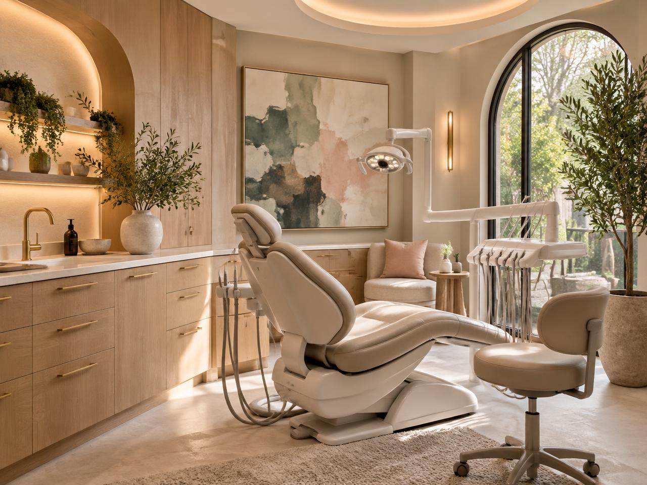 Warm, naturally lit treatment room